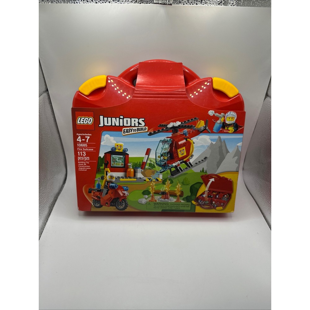 LEGO Juniors Fire Suitcase 10685 Building Set Red Carrying Case 113 Pcs 2015‎